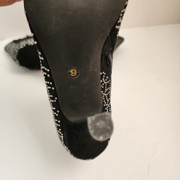 Jeffrey Campbell Brillo Size 9 Black Leather Crystal Ankle Bootie - Picture 7 of 9